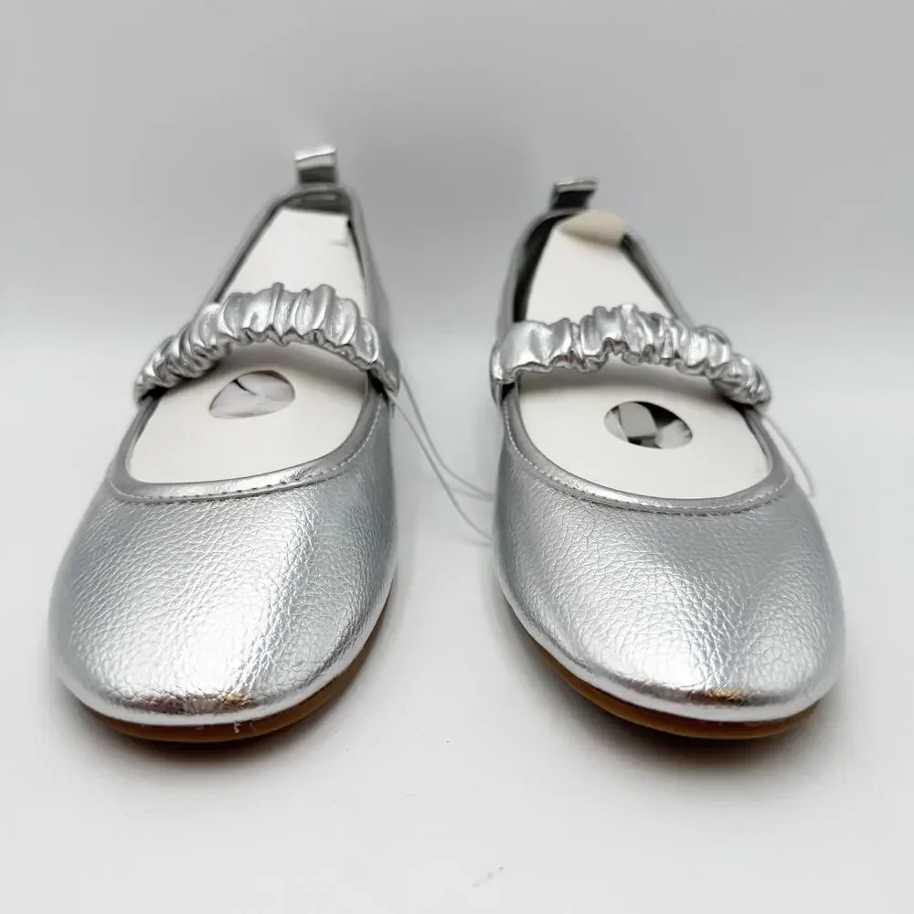 MIA Womens Uliana Ballet Flats Size 8.5 M EU 39 Silver Leather NWOB